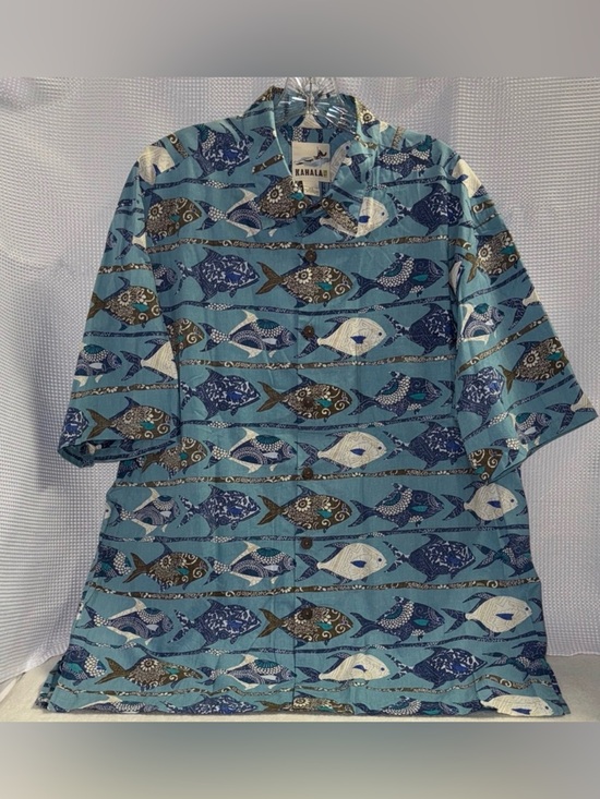 Kahala Other - KAHALA Hawaiian Shirt Cotton Blue Pocket Fish Floral Sz XL